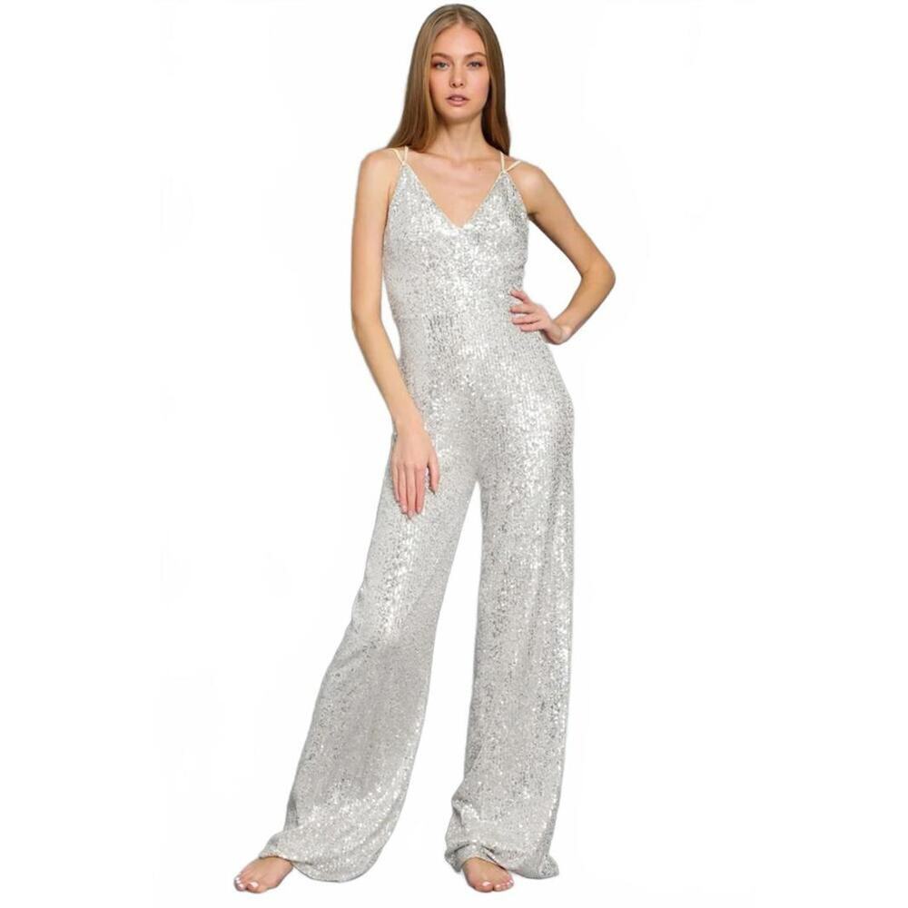 Aakaa Jewel Sequin. Jumpsuit size M NWT